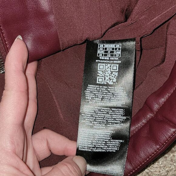 New Guess Fiammetta Faux Leather Moto Jacket Mystic Wine Size XS - Picture 15 of 16